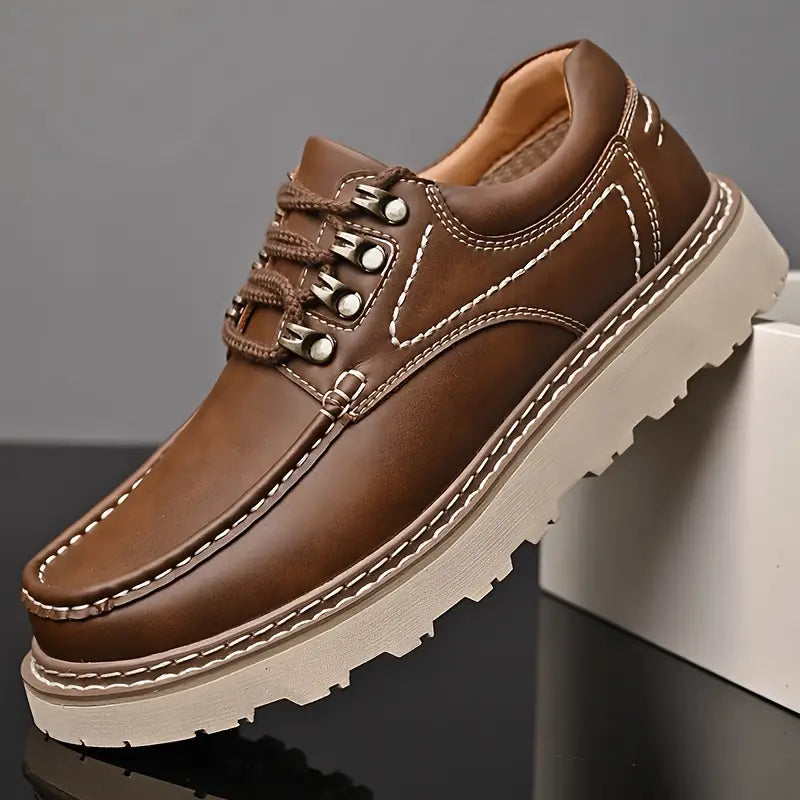 Men's Solid Split Leather Casual Shoes
