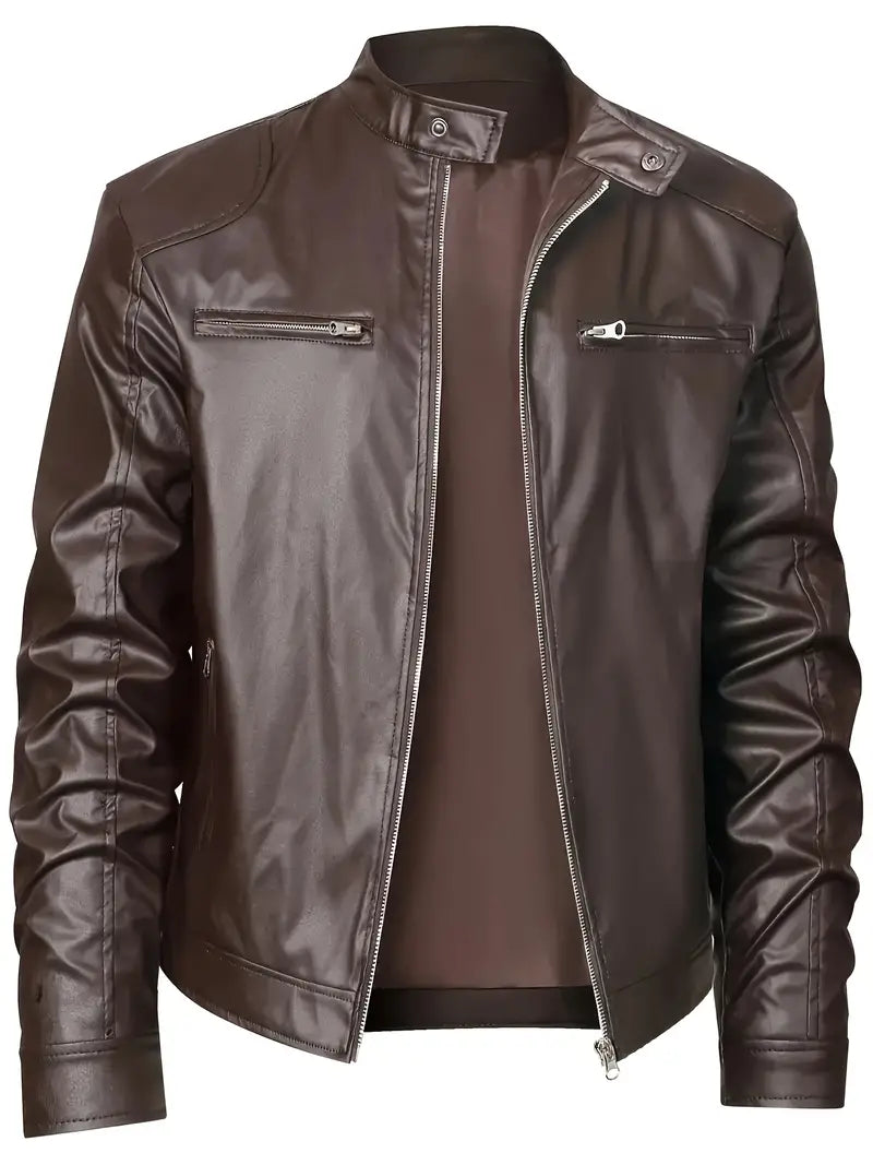 Leather Jacket, Men's Zip Up