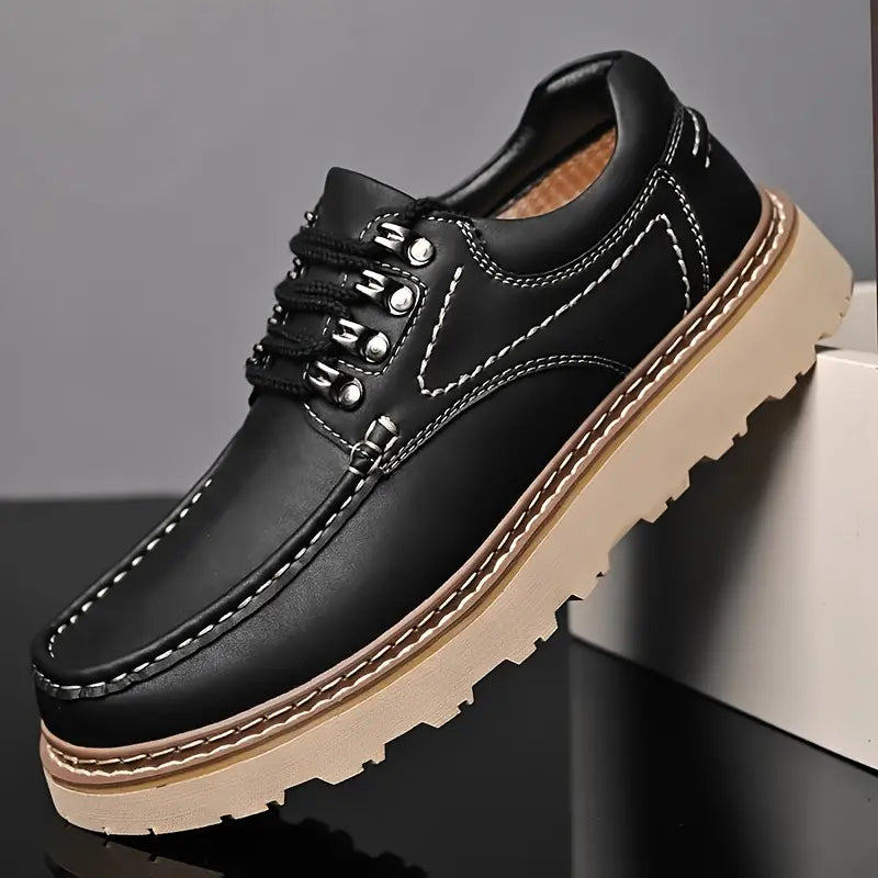 Men's Solid Split Leather Casual Shoes