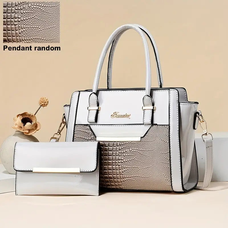 2Pcs Trendy Crocodile Pattern Bag