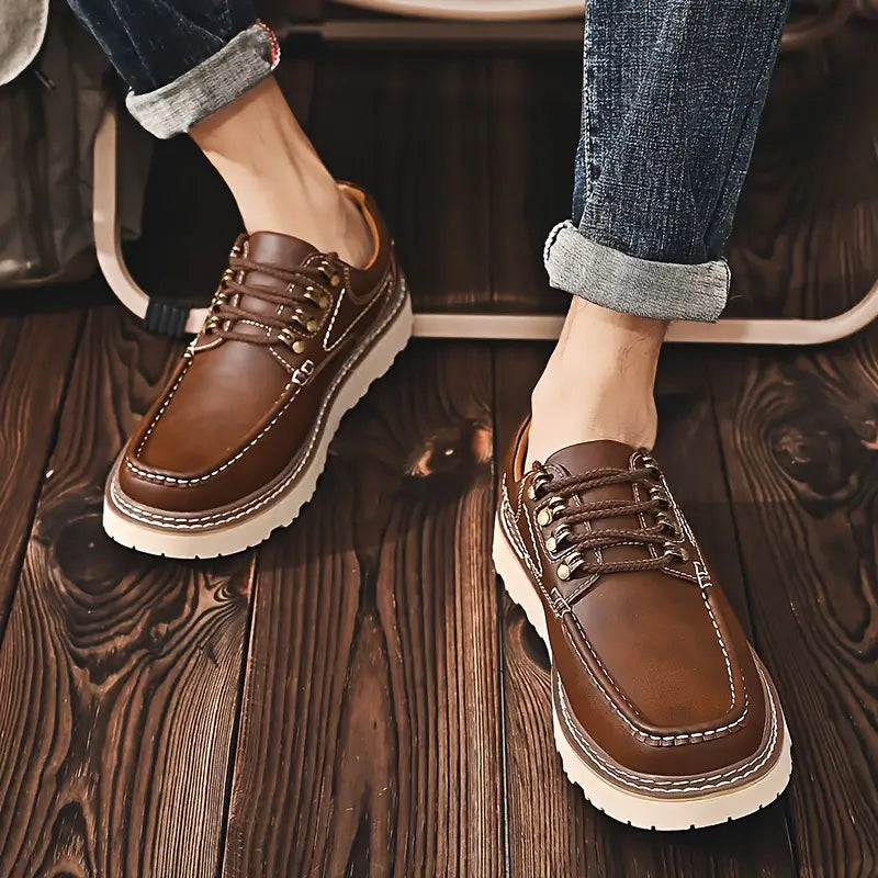 Men's Solid Split Leather Casual Shoes