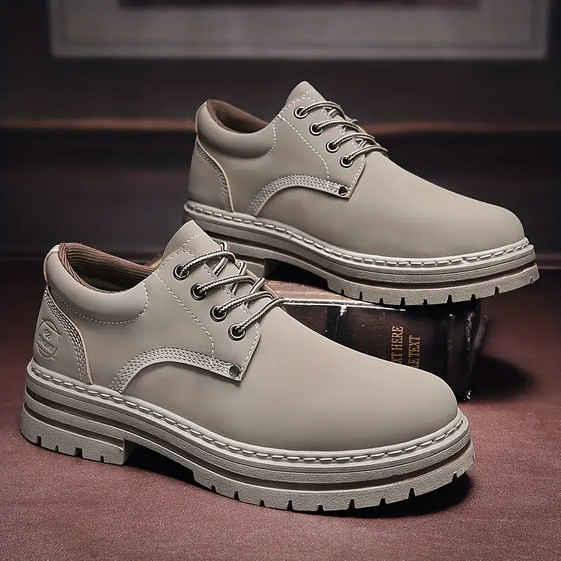 Men's Solid PU Leather Boots