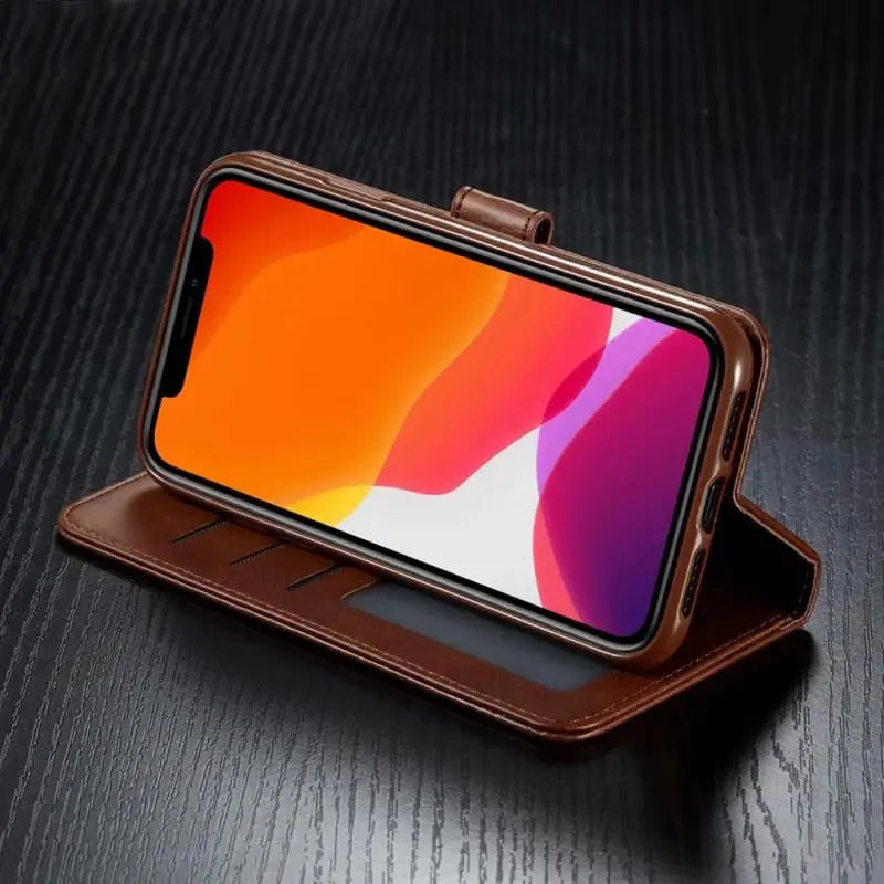 Luxury Leather Wallet Case, For IPhone