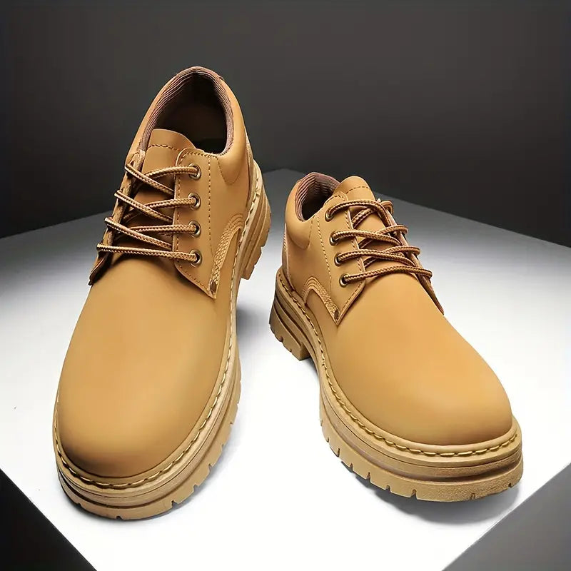 Men's Solid PU Leather Boots