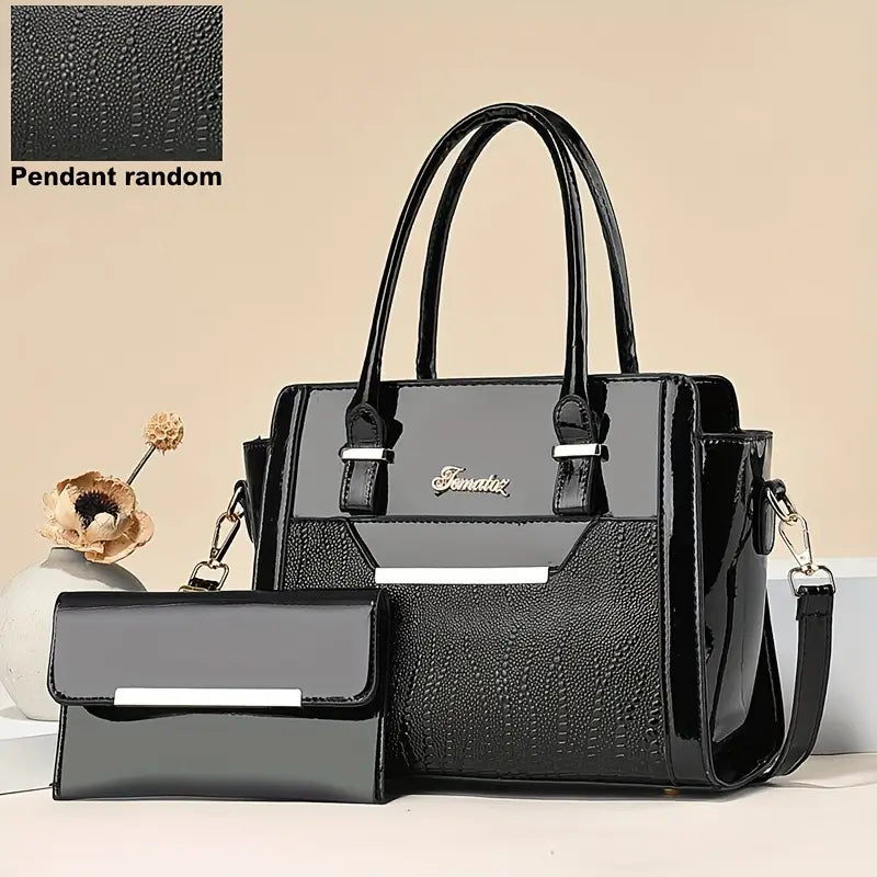2Pcs Trendy Crocodile Pattern Bag
