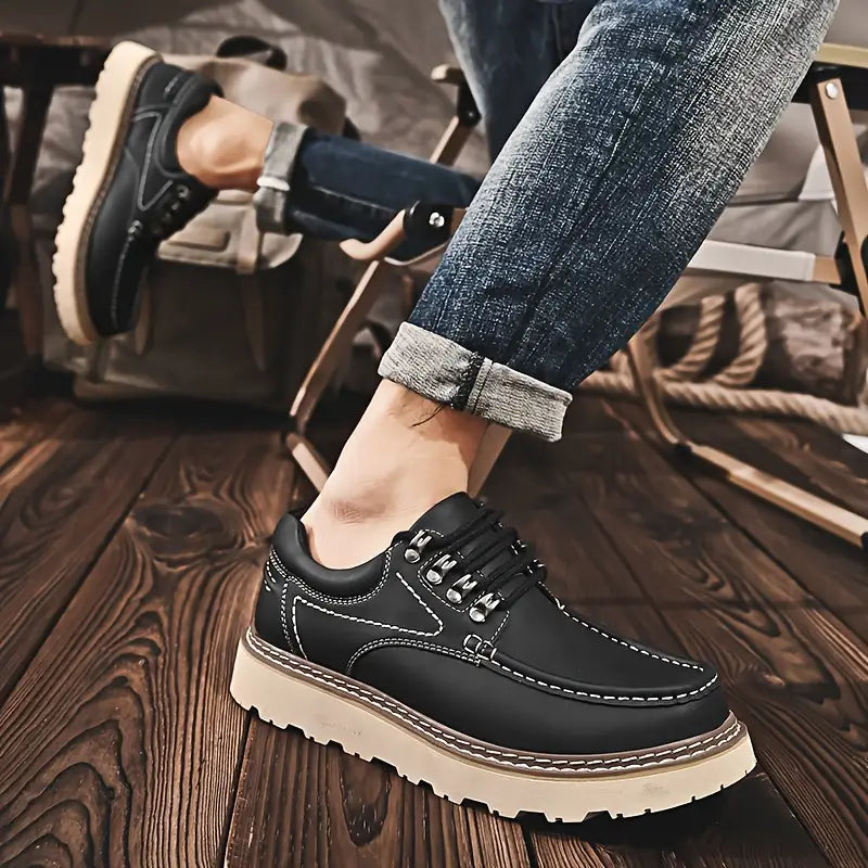 Men's Solid Split Leather Casual Shoes