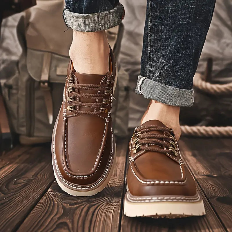 Men's Solid Split Leather Casual Shoes
