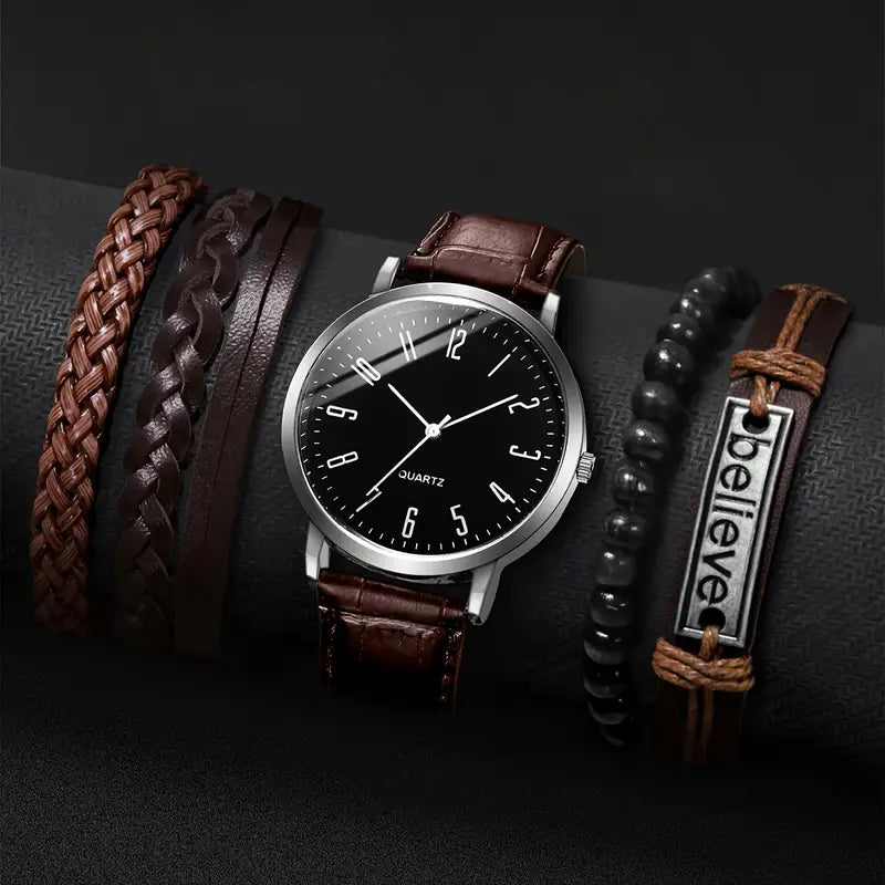 Quartz Watch  & Braided Bracelet