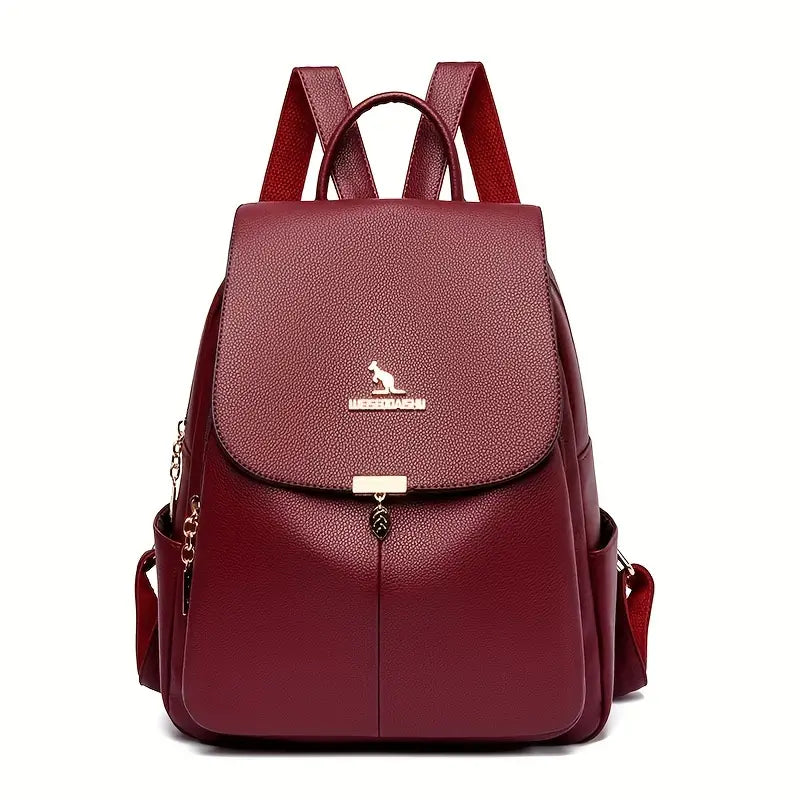 Leather Flap Backpack For Women