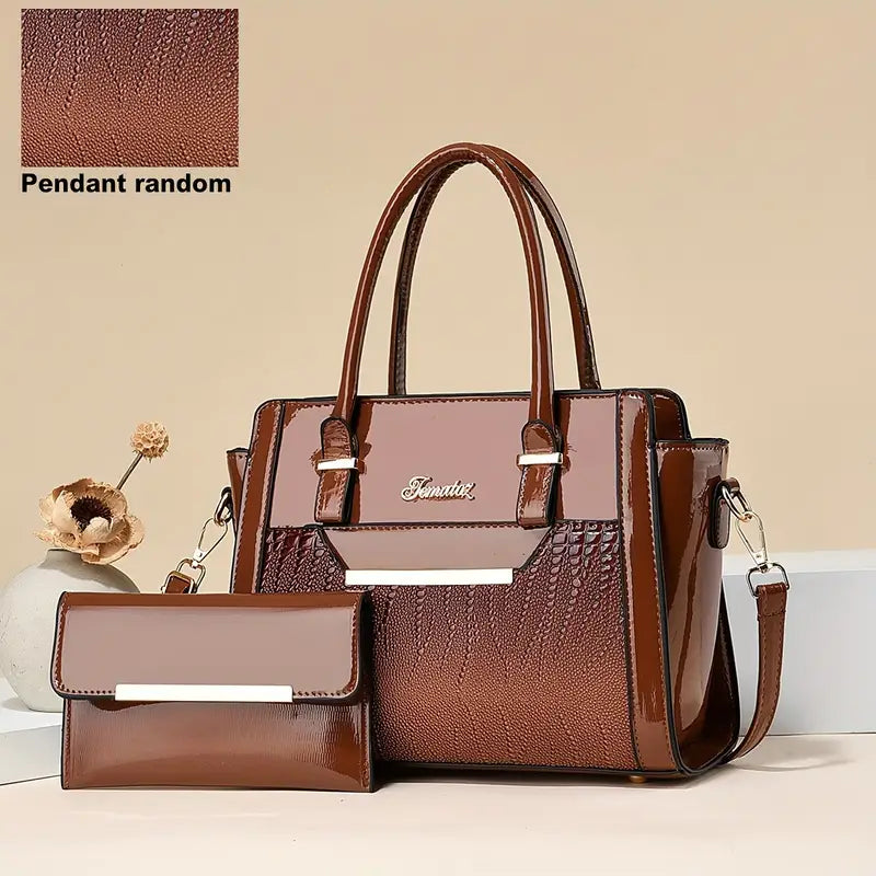 2Pcs Trendy Crocodile Pattern Bag