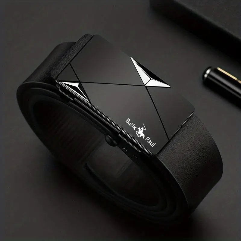 Men's Leather Belt, Automatic Buckle