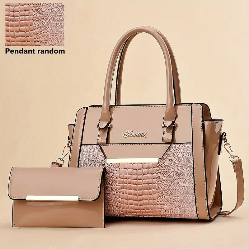 2Pcs Trendy Crocodile Pattern Bag