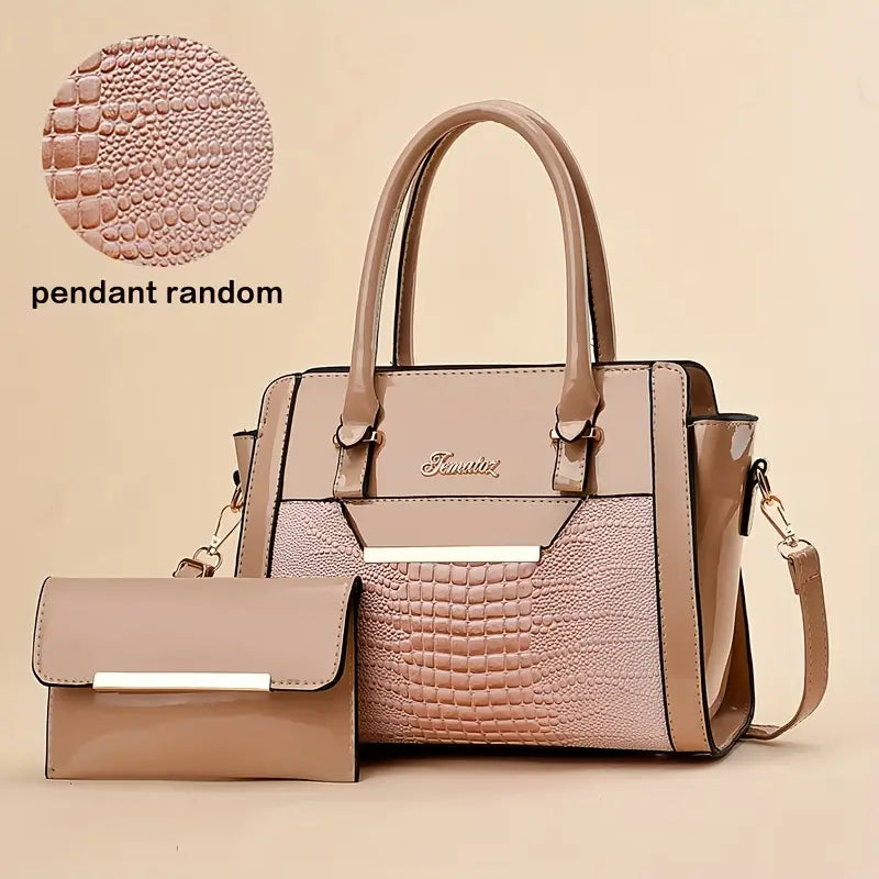 2Pcs Trendy Crocodile Pattern Bag